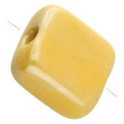 Yellow - 10 mm square ceramic bead - Yellow x1 10 mm square ceramic bead - Yellow x1