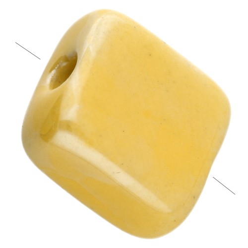 10 mm square ceramic bead - Yellow x1