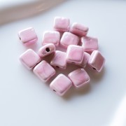 10 mm square ceramic bead - Baby Pink x1