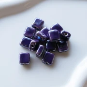 10 mm Square Ceramic Bead - Eggplant x1