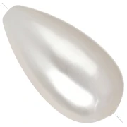 Teardrop-shaped bead, 29.5 x 16 mm, imitation freshwater bead - Cream pearlescent x1