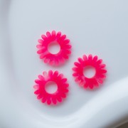 20 mm Acetate Daisy Flower Pendant - Neon Pink Marble x1