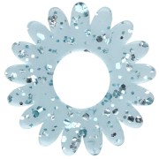 20 mm transparent acrylic daisy flower pendant - Blue with a grayish tint - Glittery x1