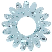 20 mm transparent acrylic daisy flower pendant - Blue with a grayish tint - Glittery x1