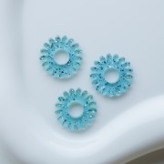 20 mm transparent acrylic daisy flower pendant - Blue with a grayish tint - Glittery x1