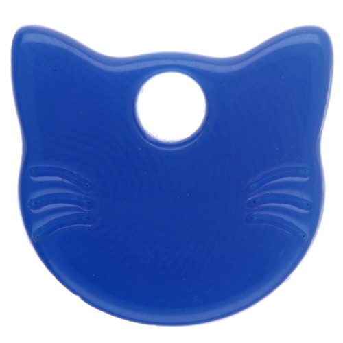 Transparent acrylic cat head charm, 14.5 x 15.5 mm - Royal Blue x1