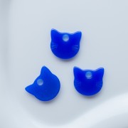 Transparent acrylic cat head charm, 14.5 x 15.5 mm - Royal Blue x1