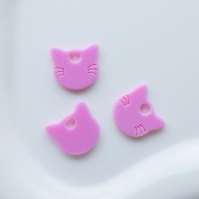Cat-Head Charm, 14.5 x 15.5 mm, Opaque Acrylic - Pink x1