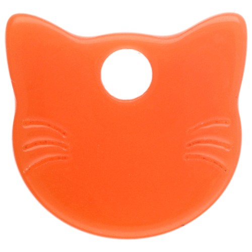 Cat-Head Charm, 14.5 x 15.5 mm, made of translucent acrylic - Orange x1