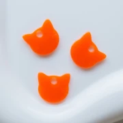 Cat-Head Charm, 14.5 x 15.5 mm, made of translucent acrylic - Orange x1