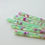 Hairpin, 170x9 mm, with hole - Tortoiseshell - Mint - Fuchsia x1