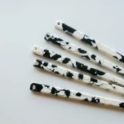 Hairpin, 170x9 mm, with hole - Tortoiseshell - Black - Beige x1