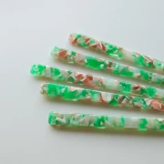 Hairpin with a hole - Tortoiseshell - Green - Brown - Beige x1