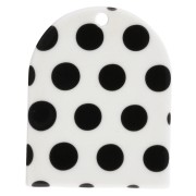 25x20 mm acetate arch-shaped pendant - polka dot pattern - White - Black x1