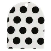 25x20 mm acetate arch-shaped pendant - polka dot pattern - White - Black x1