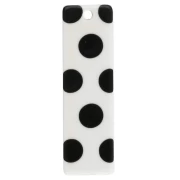 27x8 mm rectangular acetate pendant - polka dot pattern - White - Black x1