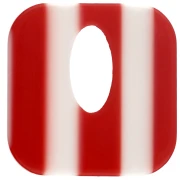 21 mm square hollow acetate pendant - Red and White Stripes x1