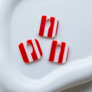 21 mm square hollow acetate pendant - Red and White Stripes x1