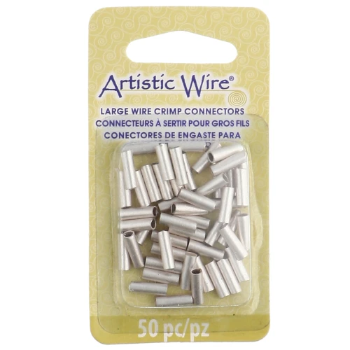 Crimp-on connector tubes for thick wires (2.05 mm), silver-plated to prevent tarnishing x50