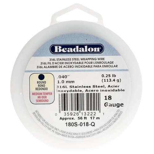 1.02 mm Round Wire - 316L Stainless Steel x 17 m