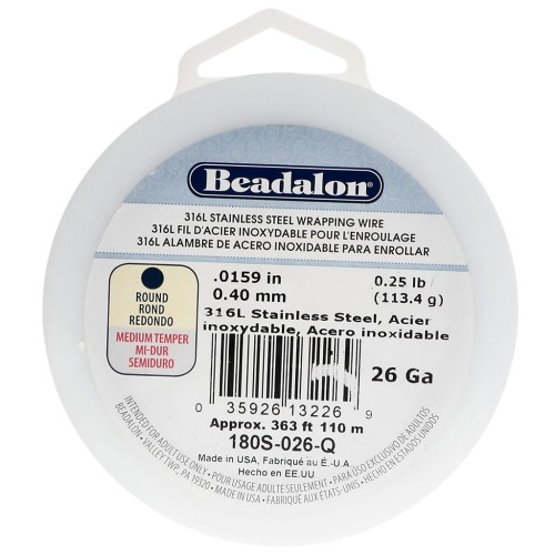 0.41 mm Round Wire - 316L Stainless Steel x 110 m