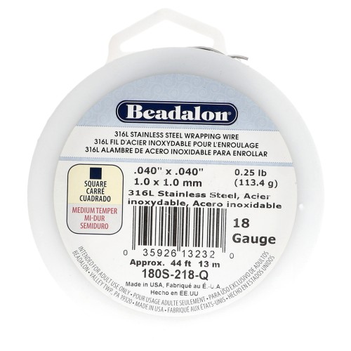 1.02 mm Square Wire - 316L Stainless Steel x 13 m