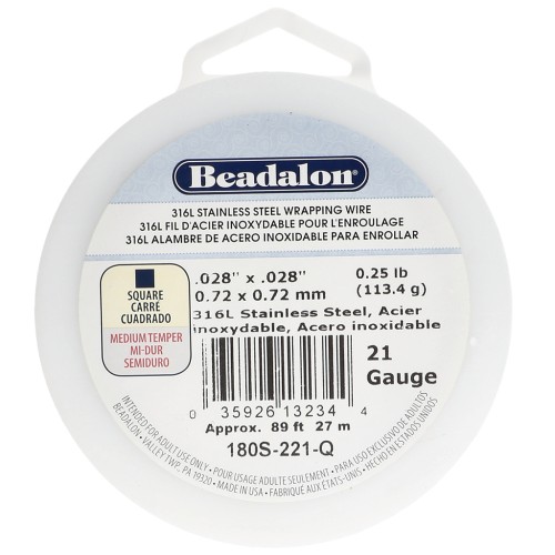 0.72 mm Square Wire - 316L Stainless Steel x 27 m