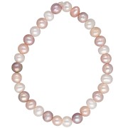 17 cm elastic bracelet made of natural freshwater beads, 6.5 x 7 mm - Pink mix x1|raw }}