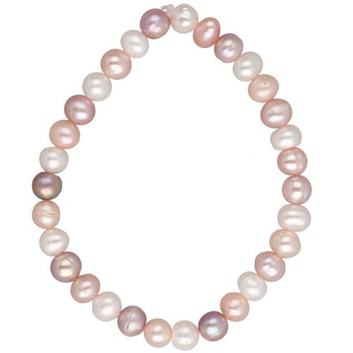 17 cm elastic bracelet made of natural freshwater beads, 6.5 x 7 mm - Pink mix x1