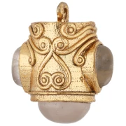 Ethnic pendant, 18x16 mm, with gemstones - Fine gold plated - Rose quartz x1