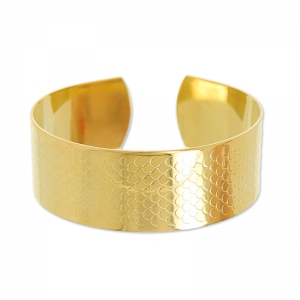 Brass bracelet base fish scale pattern 20 mm fine Gold plated x1