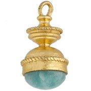 Lantern Pendant, 27x14 mm Gemstone - Amazonite - Fine gold plated x1