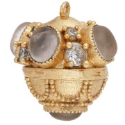 Ethnic pendant, 17x16 mm, with gemstone and CZ - Fine gold plated - Rose quartz x1