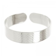 Brass bracelet base scale fish pattern 14mm silver tone  x1|raw }}