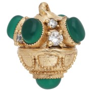 Ethnic Pendant, 17x16 mm, Dyed Gemstone and CZ - Fine gold plated - Green Onyx