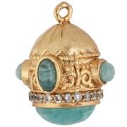 Amazonite - Ethnic Pendant 21x17 mm CZ & Gemstone - Fine gold plated - Amazonite x1 Ethnic Pendant 21x17 mm CZ & Gemstone - Fine gold plated - Amazonite x1