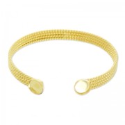 Brass Bracelet with 2 setting for 8mm cabs fine Gold plated x1