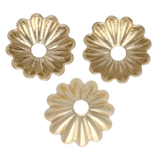 6 mm Flower-Shaped Beads Caps - 3-micron Gold-Plated x4