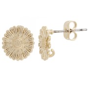 11 mm flower earstuds with open rings - 3-micron gold-plated x2
