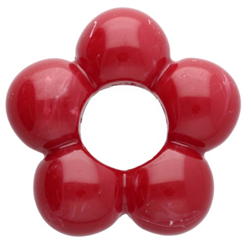 28 mm Flower Pendant with Resin Ball Petals - Marbled Red x1