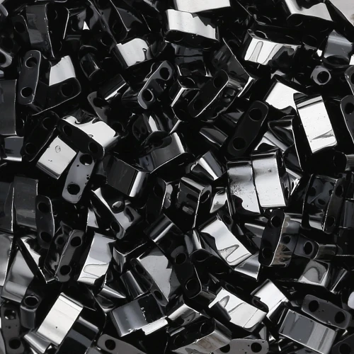 Miyuki Half Tila Beads 5x2.3x1.9mm HTL-55096 - Black Vacuum Hematite Full x10g