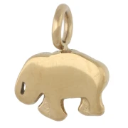 Elephant Charm, 10.5 x 13 mm - Gold-Plated 316 Stainless Steel x1