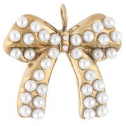 20x19 mm Bow Charm with ABS Beads - Gold-Plated 316 Stainless Steel x1
