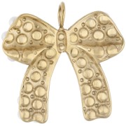 20x19 mm Bow Charm with ABS Beads - Gold-Plated 316 Stainless Steel x1