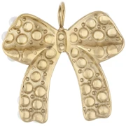 20x19 mm Bow Charm with ABS Beads - Gold-Plated 316 Stainless Steel x1
