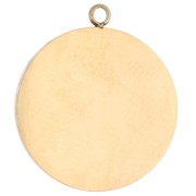 17.5 mm Round Charm with Seashell Pattern, Epoxy Resin, Gold-Plated 304 Stainless Steel - Red x1