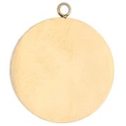 17.5 mm Round Charm with Seashell Pattern, Epoxy Resin, Gold-Plated 304 Stainless Steel - Red x1