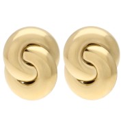 Bow-Style Earrings, 32x25 mm - Gold-Plated 304 Stainless Steel (Set of 2)