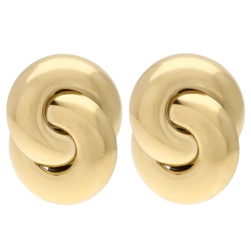 Bow-Style Earrings, 32x25 mm - Gold-Plated 304 Stainless Steel x2