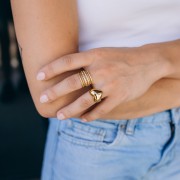 Domed Heart Ring - Size 54 - Gold-Plated 304 Stainless Steel x1